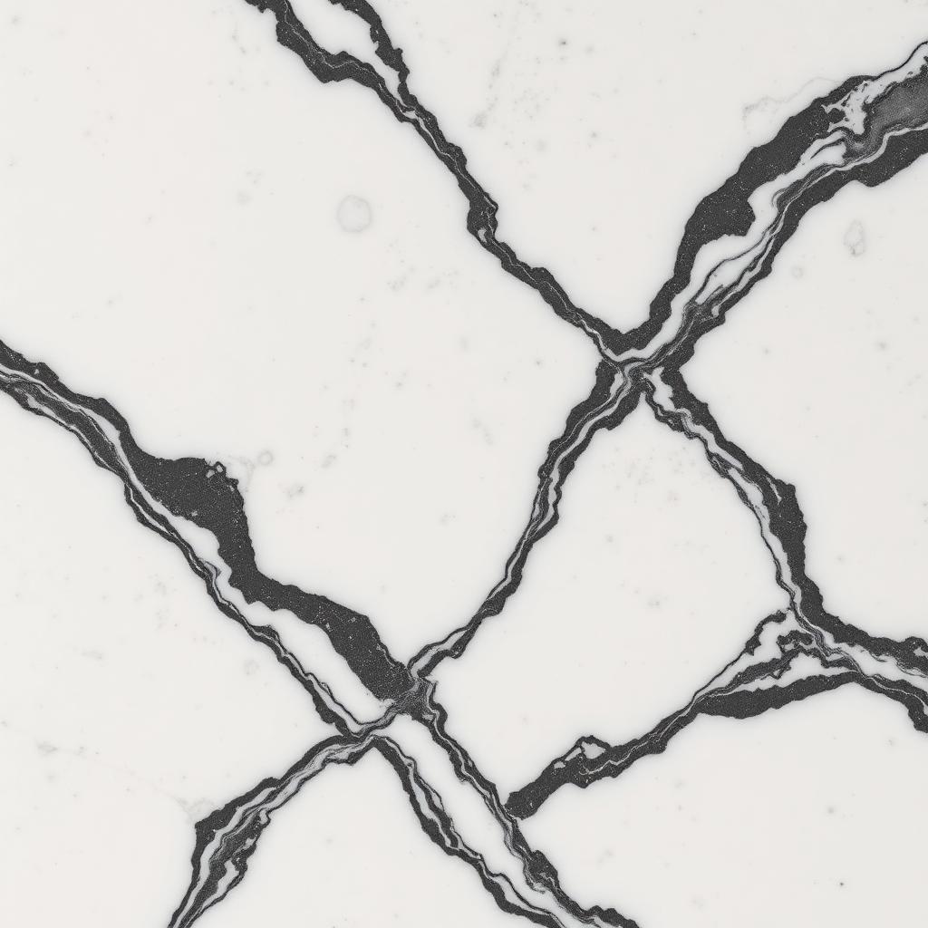 Close-up of Slab Splash porcelain in Statuario look
